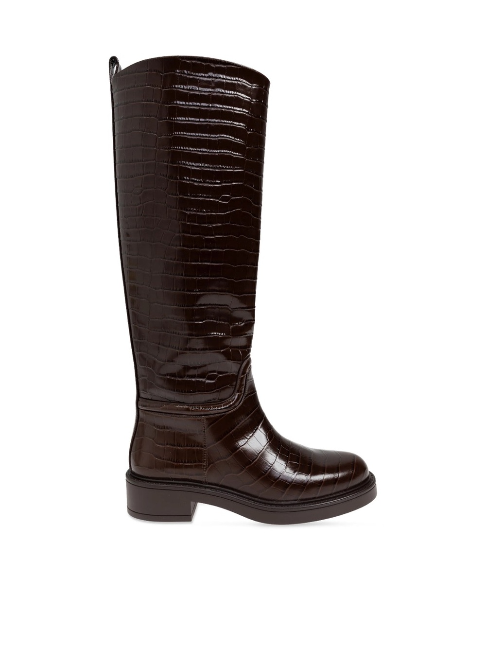 Stuart Weitzman Dark Brown Croc-Embossed Over-the-Knee Boots